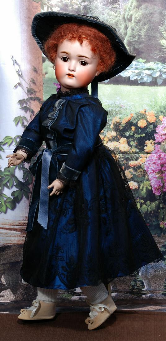 GERMAN BISQUE CHILD, MODEL 168, BY KESTNER. 23”. Marks: E ½ Made in Germany 168, 9: GERMAN BISQUE CHILD, MODEL 168, BY KESTNER. 23”. Marks: E ½ Made in Germany 168, 9 ½. Bisque socket head, brown sleep eyes, painted and applied lashes, feathered brows, open mouth, acc