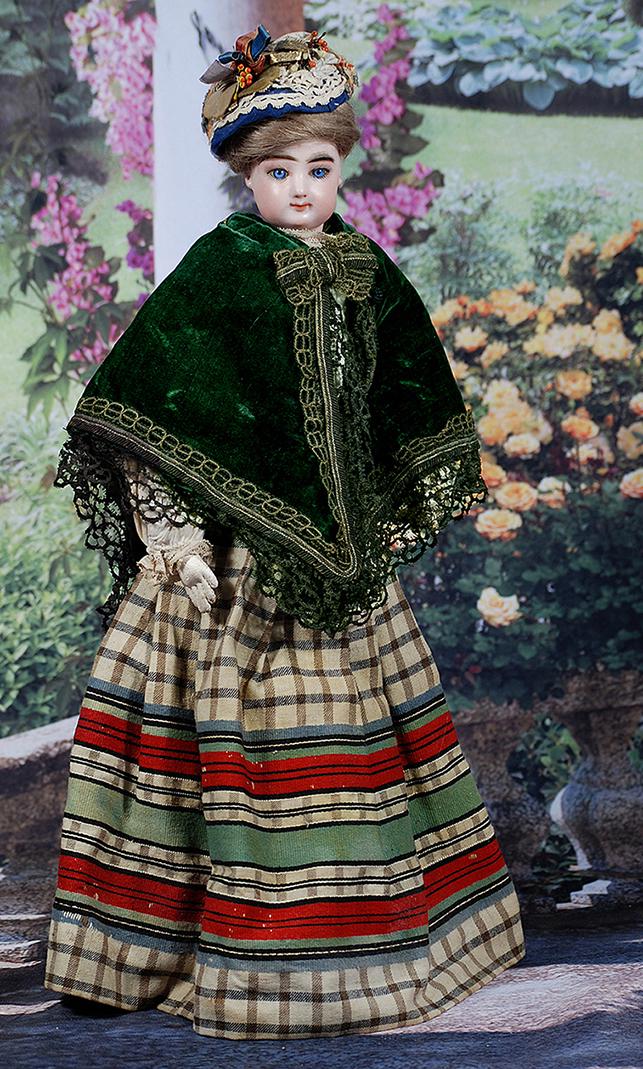 FRENCH BISQUE POUPEE BY GAULTHIER.  17”.  Marks: F. G. 3. Bisque swivel head on bisque (1 of 2)