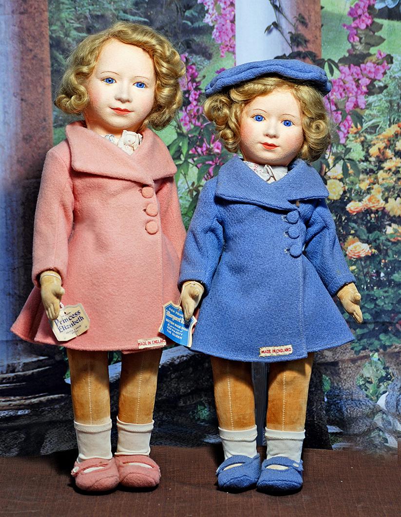 CHAD VALLEY PORTRAIT DOLL OF PRINCESS MARGARET.  16”.  Felt swivel head with pressed and (1 of 2)