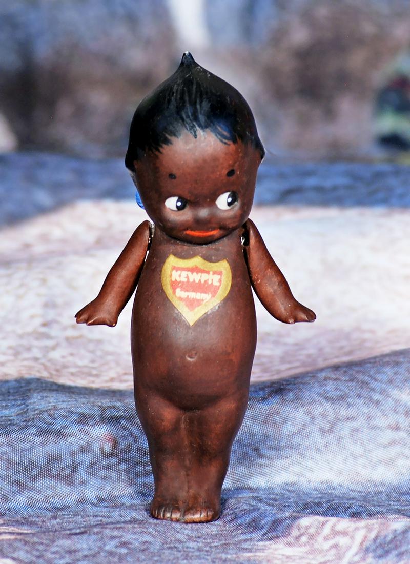 GERMAN ALL BISQUE BLACK-COMPLEXION KEWPIE KNOWN AS HOTTENTOT.  4 ¼”.  All-bisque with (1 of 1)