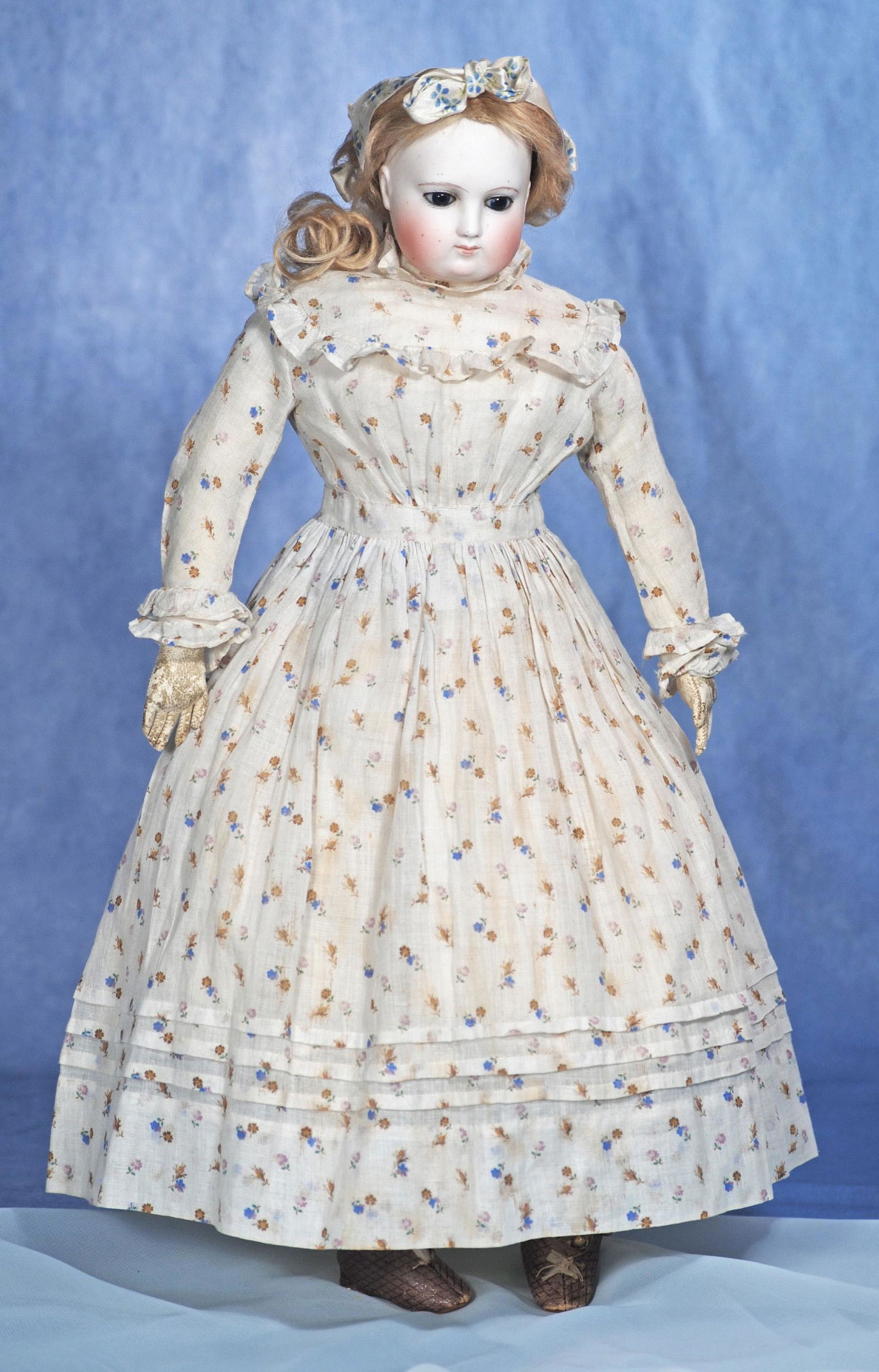 FRENCH BISQUE POUPEE BY BARROIS. 17”.  Marks: B  4 S (front shoulderplate).  Bisque (1 of 2)