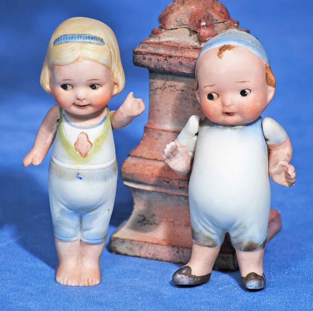 PAIR OF ALL-BISQUE DOLLS BY HERTWIG (1 of 1)
