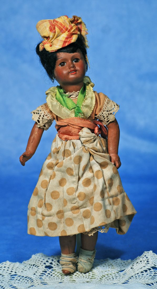 ALL-ORIGINAL FRENCH BROWN BISQUE DOLL BY UNIS (1 of 1)