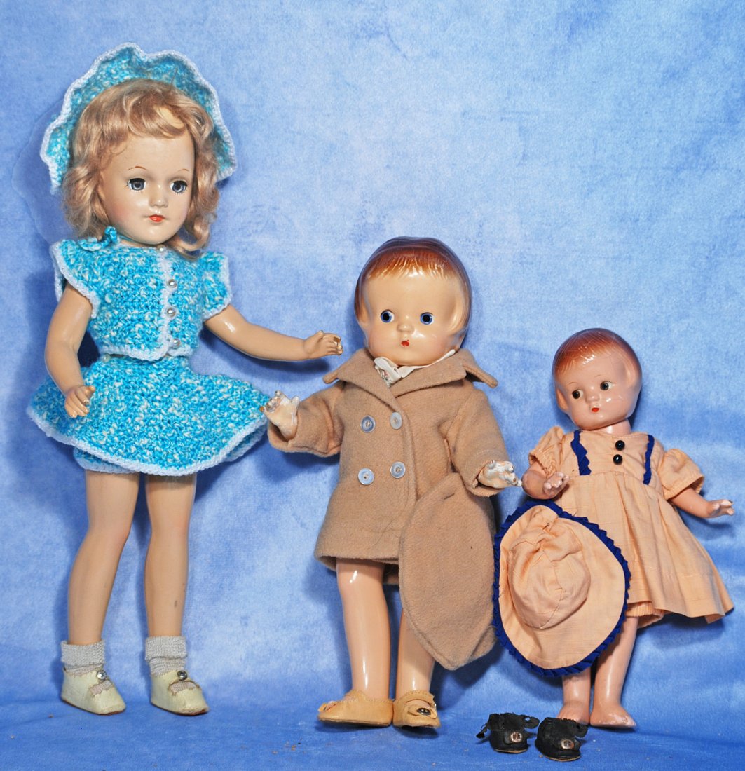 COMPOSITION MARY HOYER IN ORIGINAL SKATING COSTUME AND TWO PATSY COMPOSITION DOLLS (1 of 1)