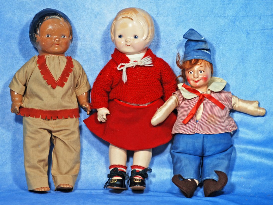 THREE COMPOSITION DOLLS BY HORSMAN: PETERKIN AND TWO CAMPBELL KIDS (1 of 1)