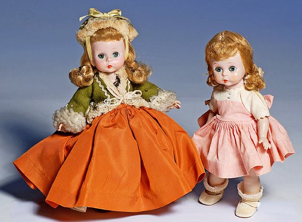 ALEXANDER WENDY-KINS “MARY LOUISE - ME & MY SHADO: ALEXANDER WENDY-KINS “MARY LOUISE - ME & MY SHADOW” DOLL & “WENDY GOES MARKETING” DOLL. 8”. Each is hard plastic, straight-leg walker, blue sleep eyes, blonde hair. Mary Louise wears a taffe