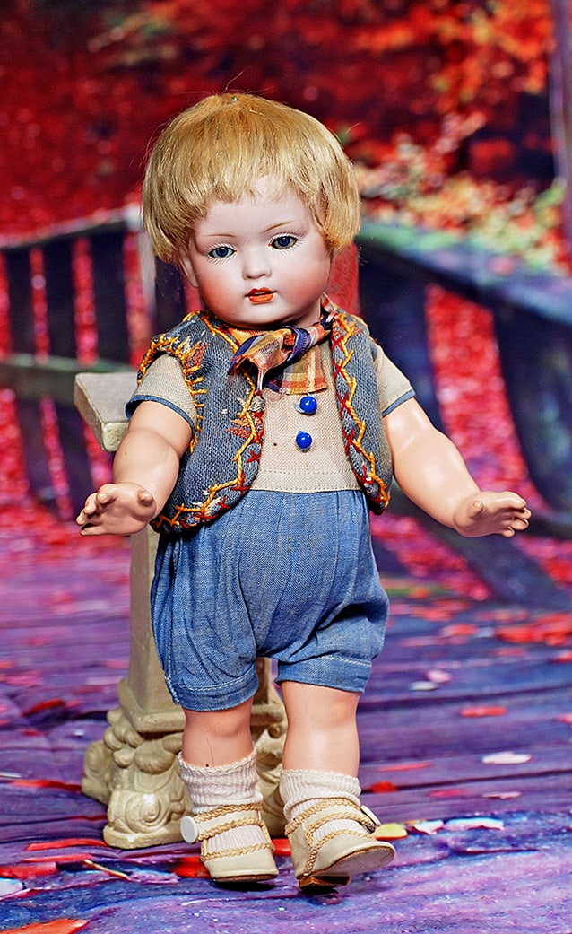 GERMAN BISQUE CHARACTER TODDLER BY BAHR PROSCHILD. 9 ½”. Marks: 604. Bisque socket: GERMAN BISQUE CHARACTER TODDLER BY BAHR PROSCHILD. 9 ½”. Marks: 604. Bisque socket head, blue glass sleep eyes, painted lashes, feathered brows, open/closed mouth, two sculpted upper teeth,