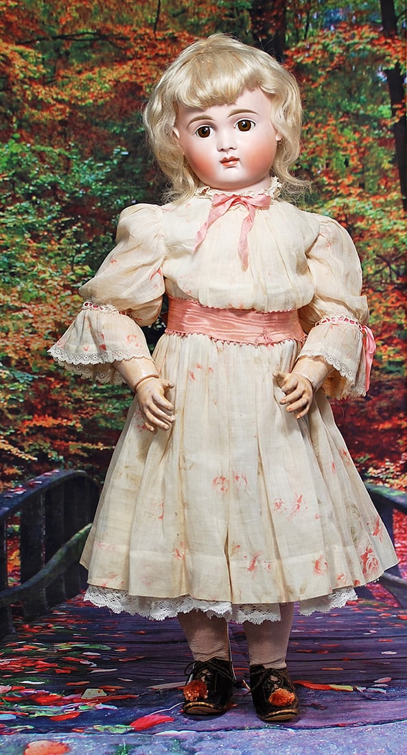 GERMAN BISQUE CLOSED-MOUTH POUTY BY KESTNER.  24”.  Marks: 17.  Bisque socket head, brown (1 of 2)