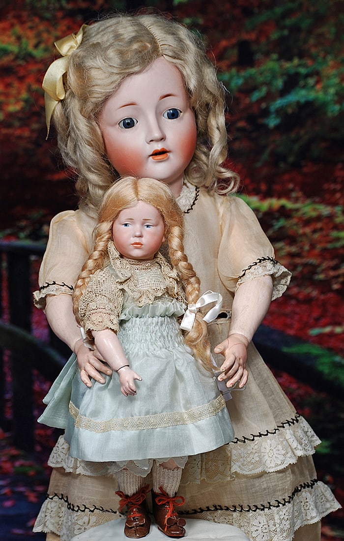 PRETTY SONNEBERG BISQUE CHILD BY CARL HARMUS. 22”. Marks: Harmus. Bisque socket head, blue: PRETTY SONNEBERG BISQUE CHILD BY CARL HARMUS. 22”. Marks: Harmus. Bisque socket head, blue sleep eyes, painted lower lashes, feathered brows, open mouth, accented lips, upper teeth, original blo