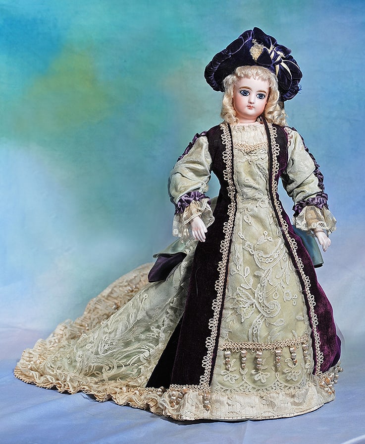 FRENCH BISQUE POUPEE BY GAULTIER WITH RARE GESLAND BODY. 17”.  Marks: 3 (head and (1 of 3)