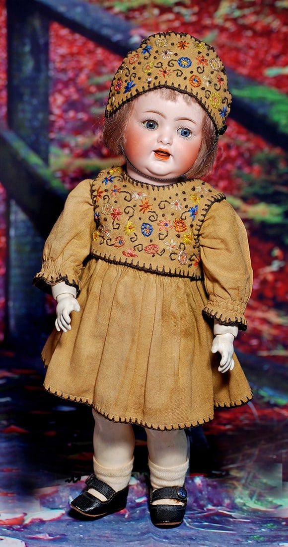 GERMAN BISQUE TODDLER, MODEL 126, BY KAMMER AND REINHARDT. 12”. Marks: Simon & Halbig, K * R: GERMAN BISQUE TODDLER, MODEL 126, BY KAMMER AND REINHARDT. 12”. Marks: Simon & Halbig, K * R 126. Bisque socket head, blue sleep eyes, painted and applied lashes, feathered brows, open mouth, ac