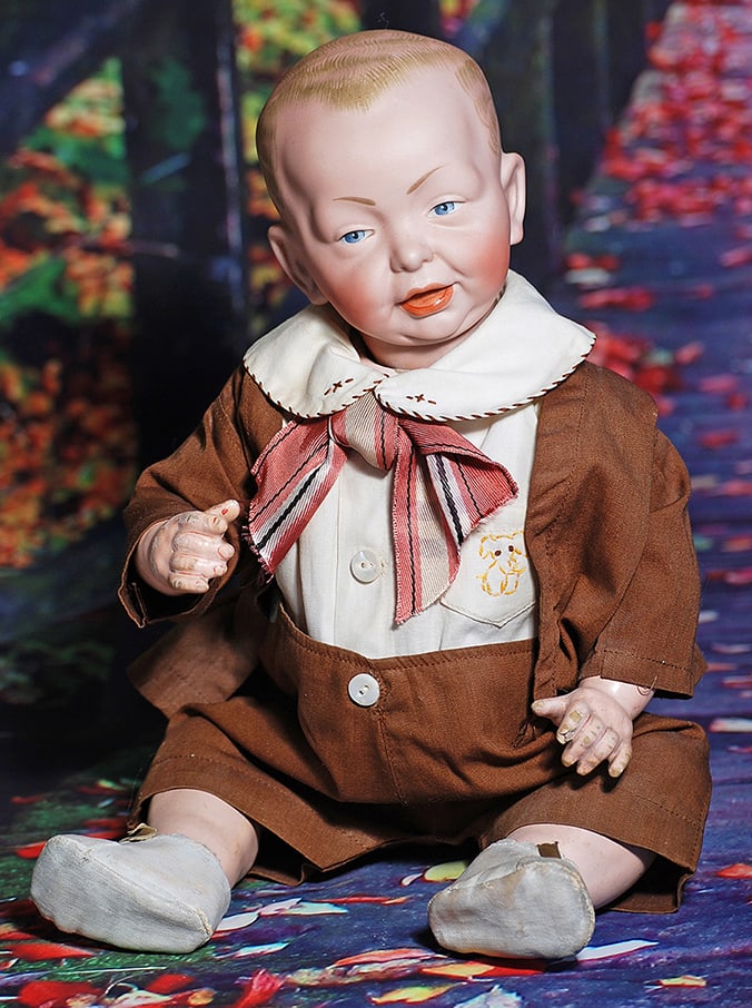 KAMMER AND REINHART, MODEL 100, ART CHARACTER.  15”.  Marks: 36 K * R 100.  Solid dome bisque (1 of 2)