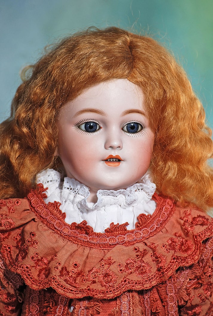 GERMAN BISQUE CHILD, 1260, BY SIMON AND HALBIG. 22”. Marks: S & H 1260 Dep, Germany. Bisque: GERMAN BISQUE CHILD, 1260, BY SIMON AND HALBIG. 22”. Marks: S & H 1260 Dep, Germany. Bisque shoulderhead, blue sleep eyes, painted lashes, eyeliner, feathered brows, pierced ears, open mouth, sh