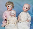 THREE GERMAN BISQUE CHARACTER BABIES. Each is bisque socket head, composition body. Includes: