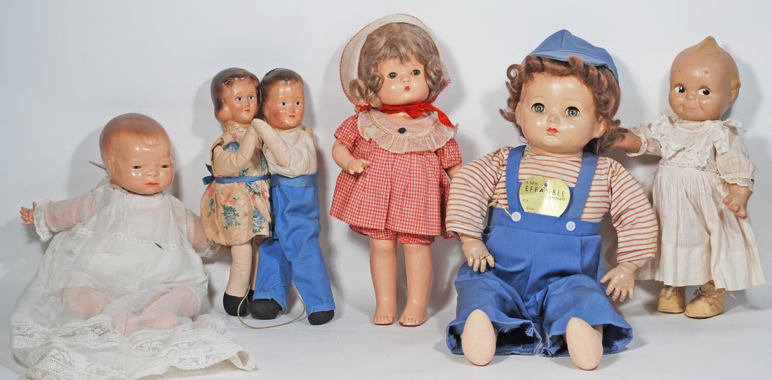 FIVE ASSORTED COMPOSITION DOLLS. (1 of 1)