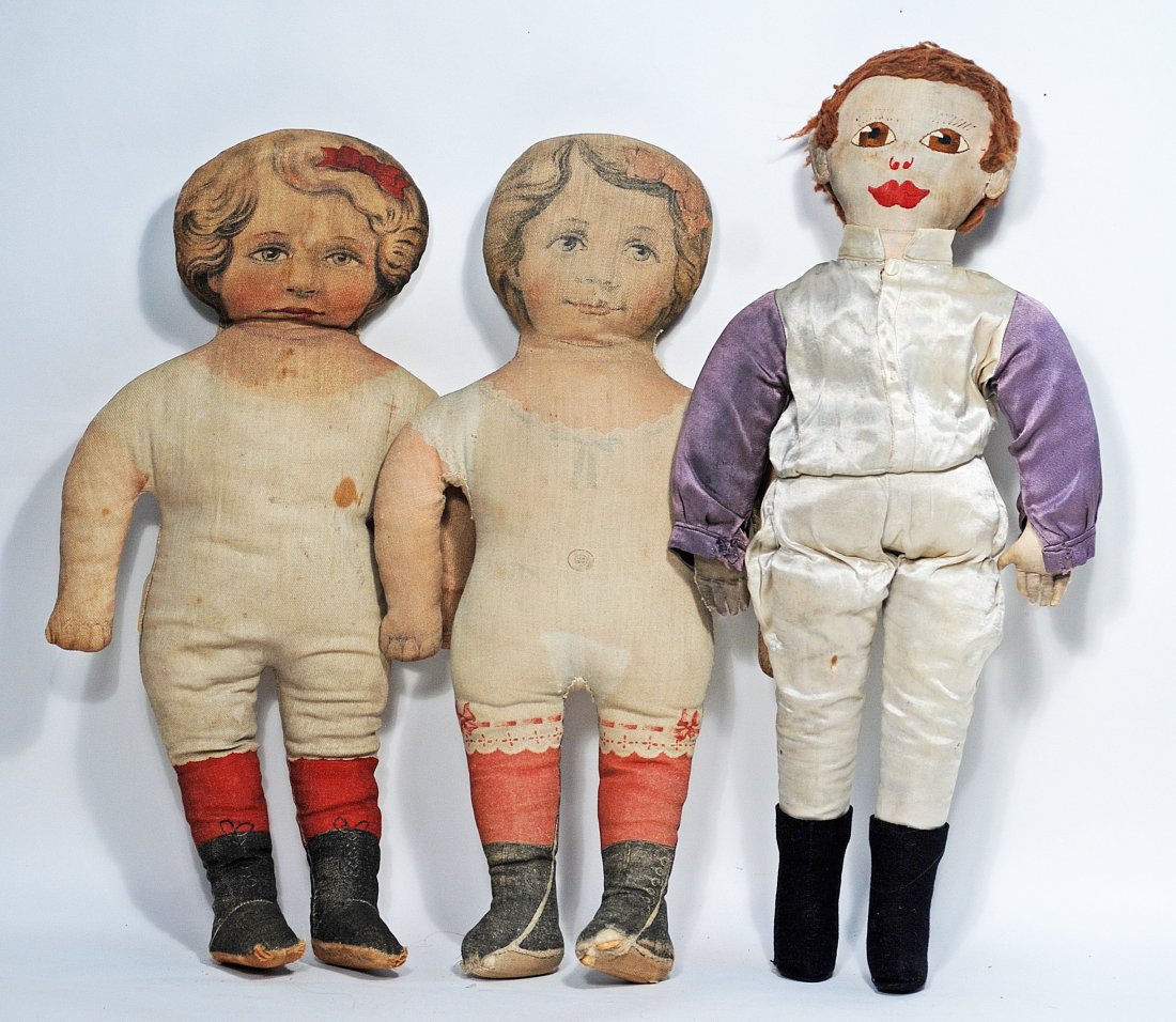 THREE ANTIQUE CLOTH DOLLS (1 of 1)