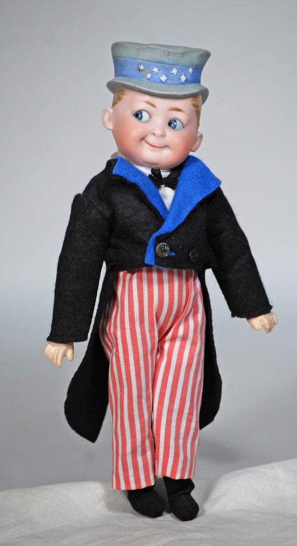GERMAN BISQUE UNCLE SAM GOOGLY BY HANDWERCK. (1 of 2)
