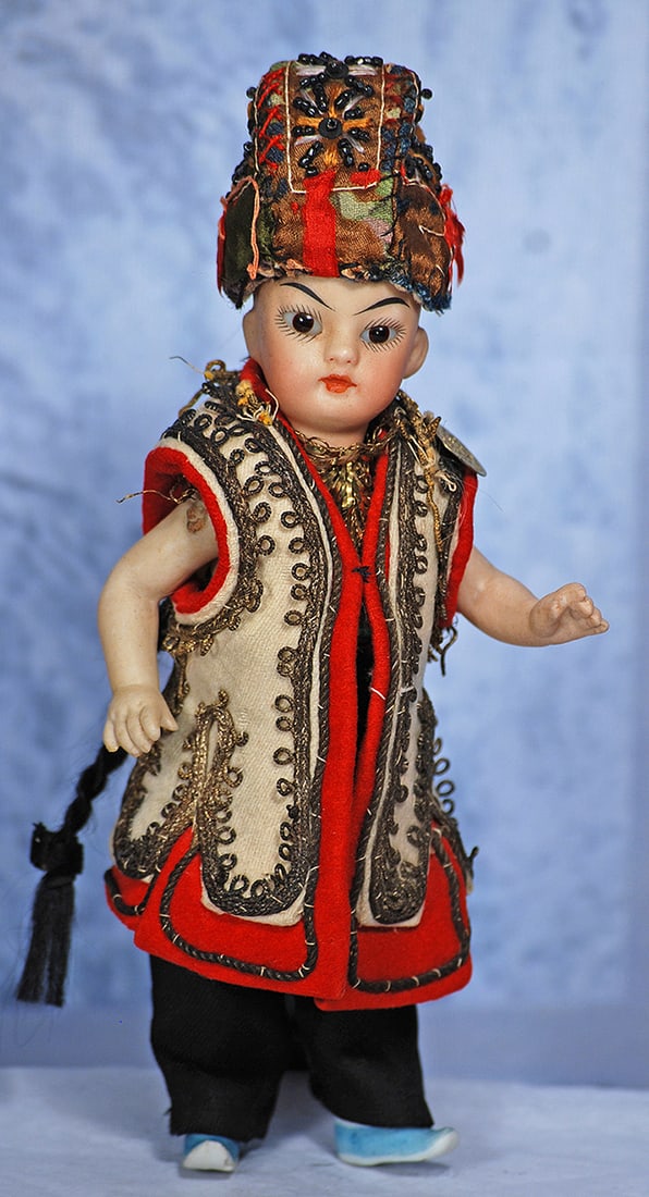 GERMAN ALL-BISQUE ASIAN DOLL IN ORNATE COSTUME (1 of 3)