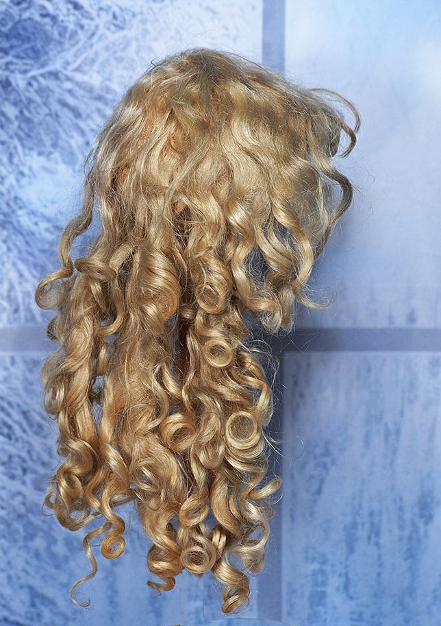 BLONDE MOHAIR LONG TAIL DOLL WIG   Soft blonde mohair wig with wavy bangs, curls falling to (1 of 1)