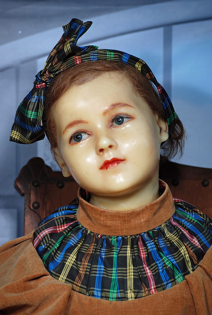 SUPERB ENGLISH POURED WAX CHILD IN LARGE SIZE   40” (1 of 2)