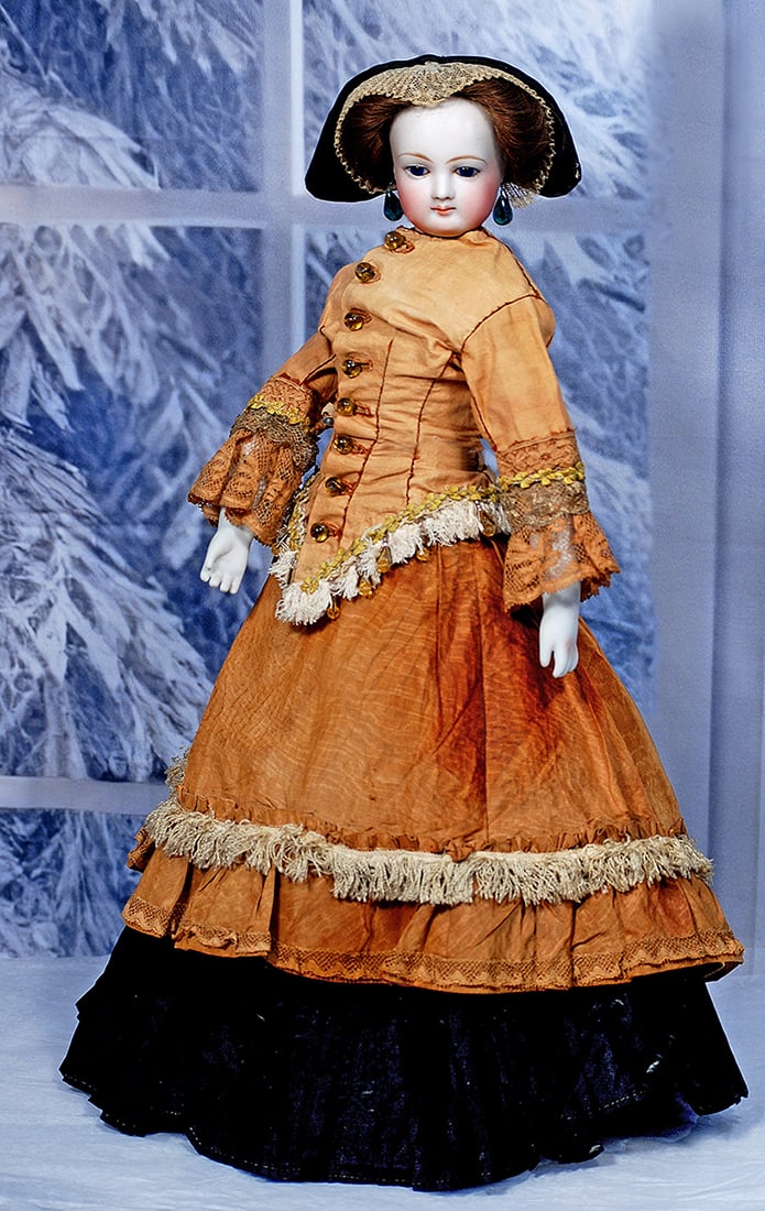 FRENCH BISQUE POUPEE WITH DEHORS NECK ARTICULATION AND WOODEN BODY   18” (1 of 2)