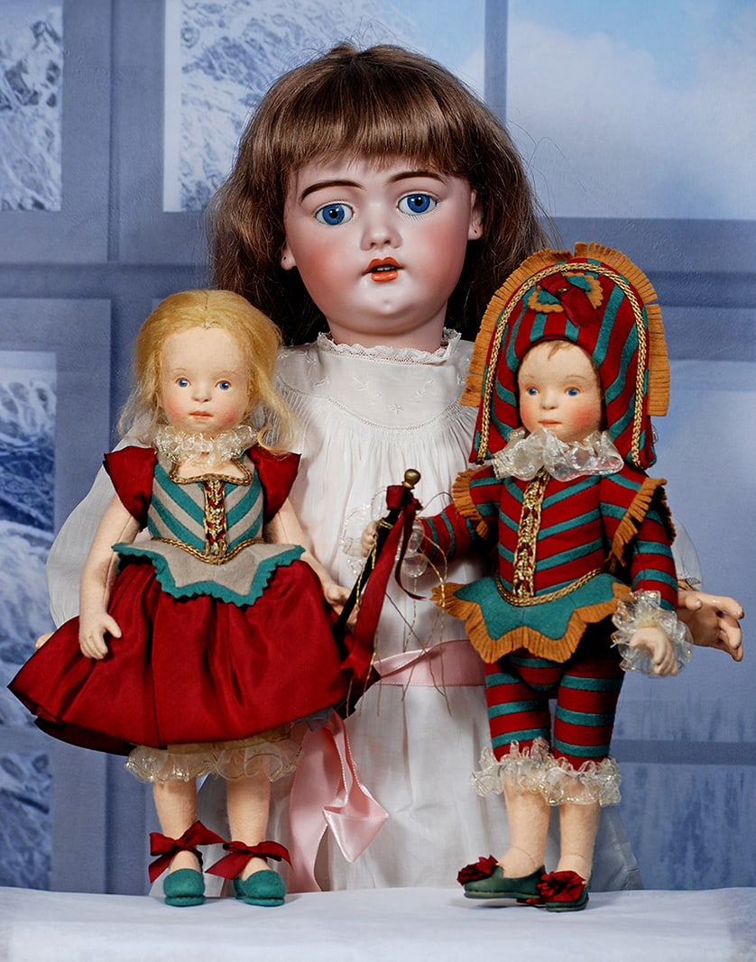 R  JOHN WRIGHT “MUSETTE” AND “MONTAGUE” FELT CANDY CONTAINER DOLLS (1 of 2)