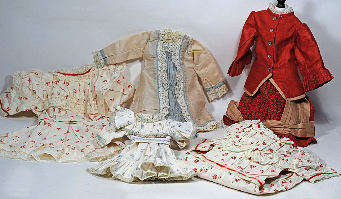 FIVE FRENCH-STYLE DOLL DRESSES. (1 of 1)