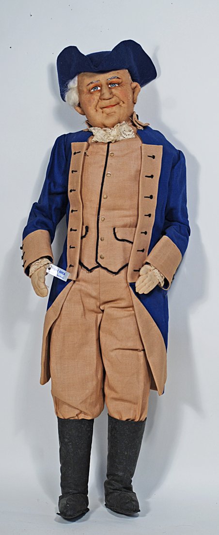RARE FRENCH STOCKINETTE PORTRAIT DOLL OF GEORGE WASHINGTON BY BERNARD RAVCA. (1 of 1)