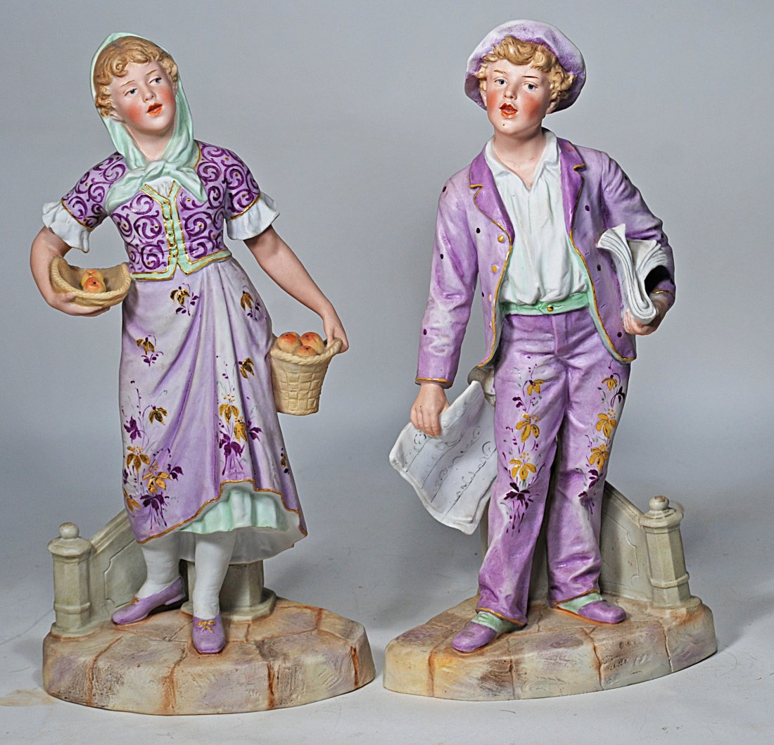 TWO GERMAN BISQUE FIGURINES BY HEUBACH (1 of 1)