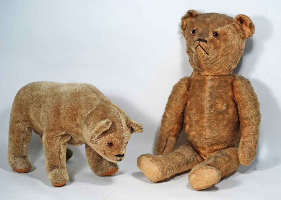 TWO OLD MOHAIR TEDDY BEARS (1 of 1)