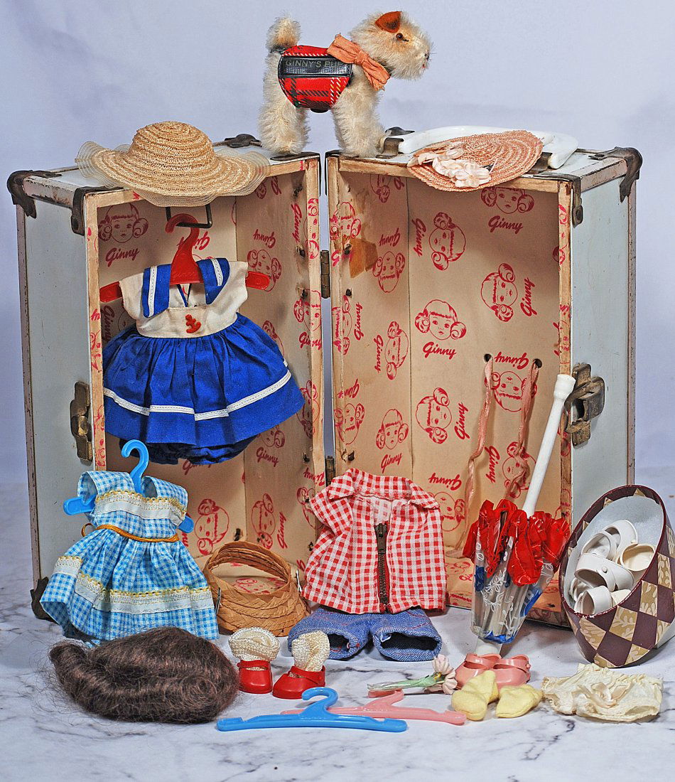 VOGUE GINNY DOLL TRUNK, STEIFF GINNY’S PUP, CLOTHING AND ACCESSORIES. (1 of 1)