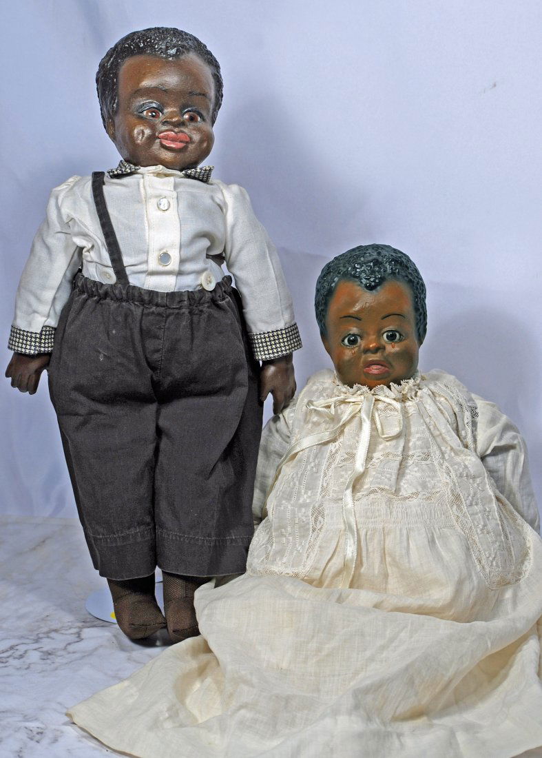 TWO BLACK, LEO MOSS-TYPE CHARACTER DOLLS BY ARTIST (1 of 1)