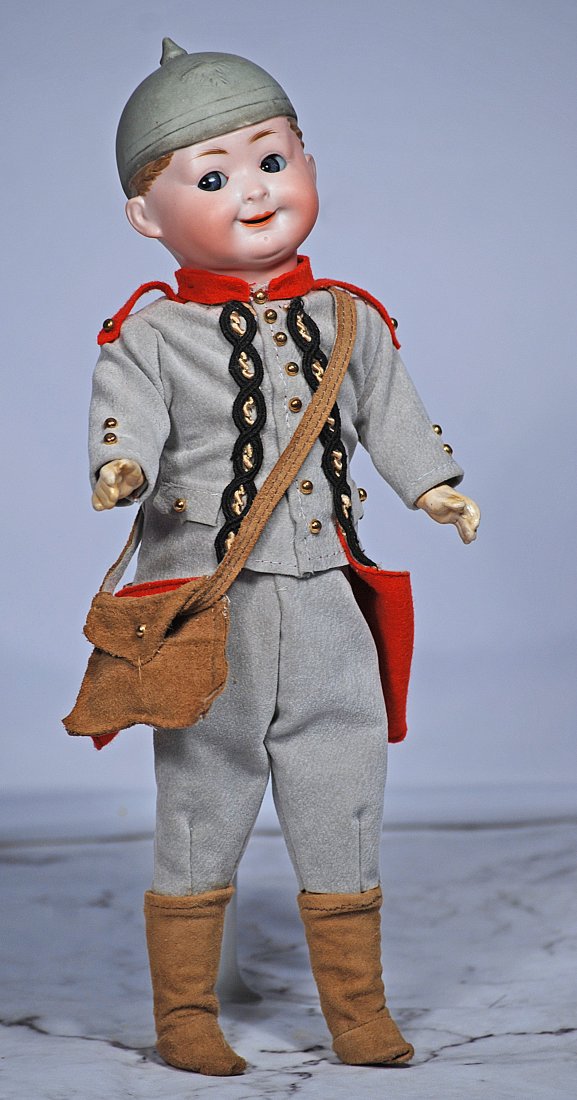 GERMAN BISQUE HELMET GOOGLY BY HANDWERCK. (1 of 2)