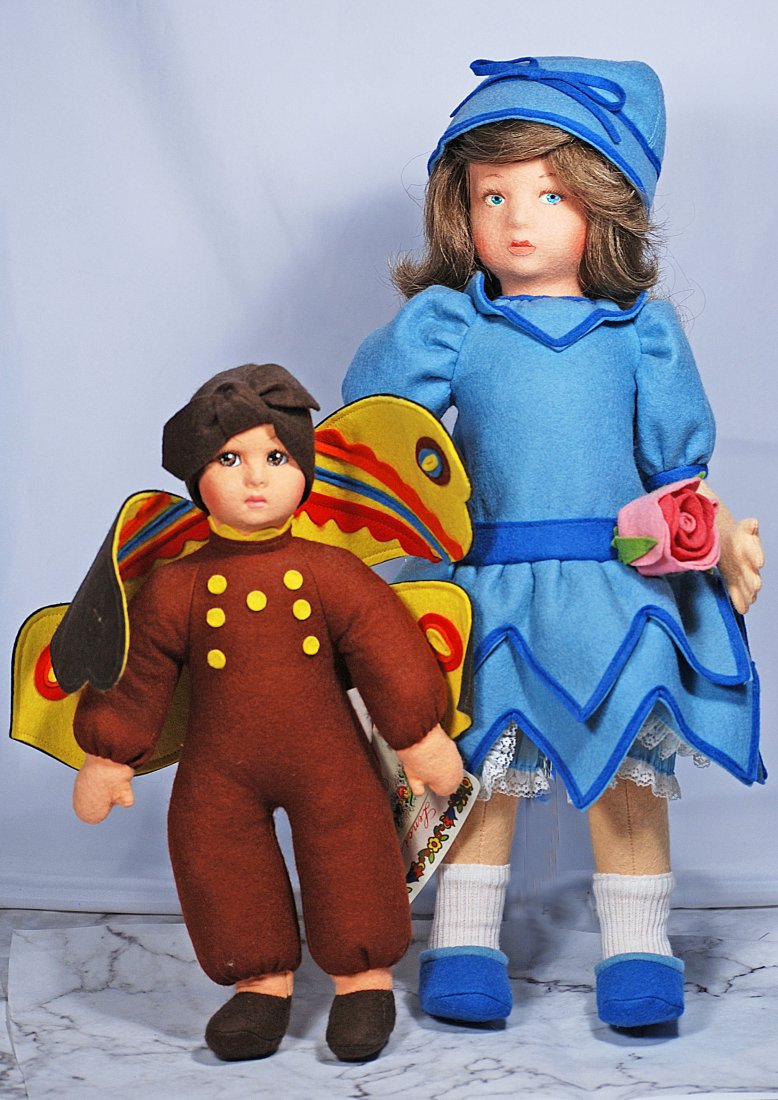 TWO LENCI FELT DOLLS. (1 of 1)