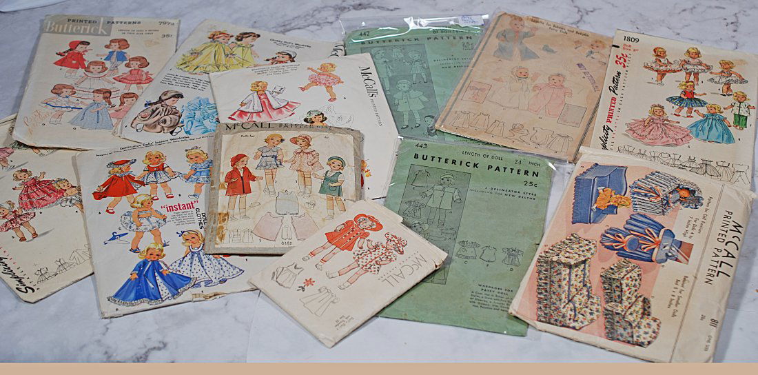 GROUP OF VINTAGE DOLL CLOTHING PATTERNS (1 of 1)