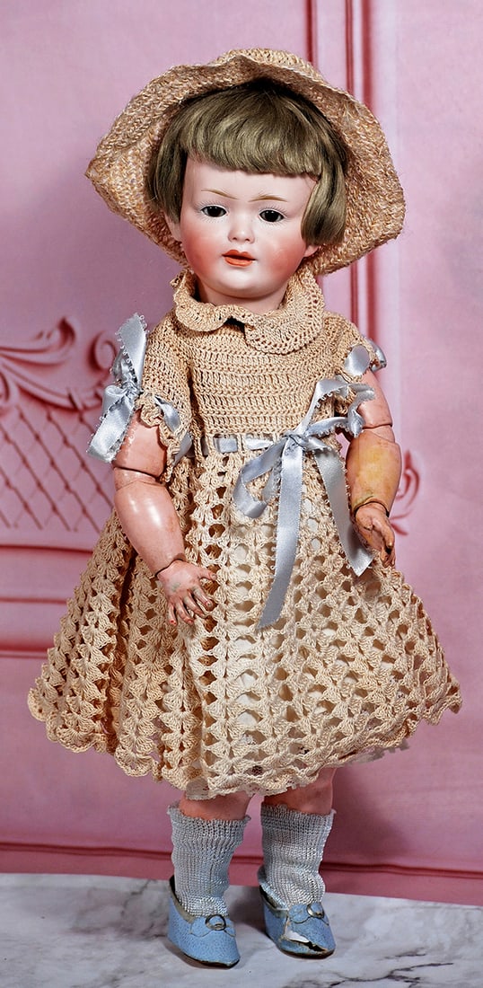 RARE GERMAN BISQUE GLASS-EYED CHARACTER, 141, BY HERTEL AND SCHWAB (1 of 2)