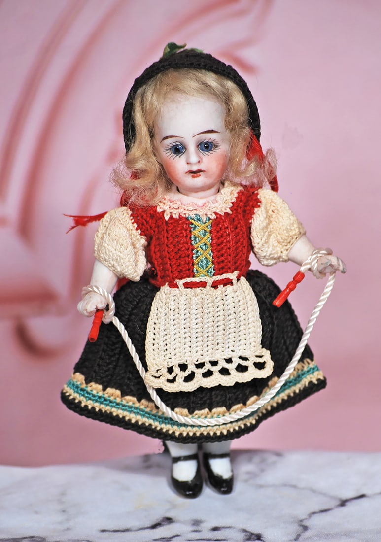 TINY GERMAN ALL-BISQUE DOLL WITH SWIVEL NECK (1 of 1)