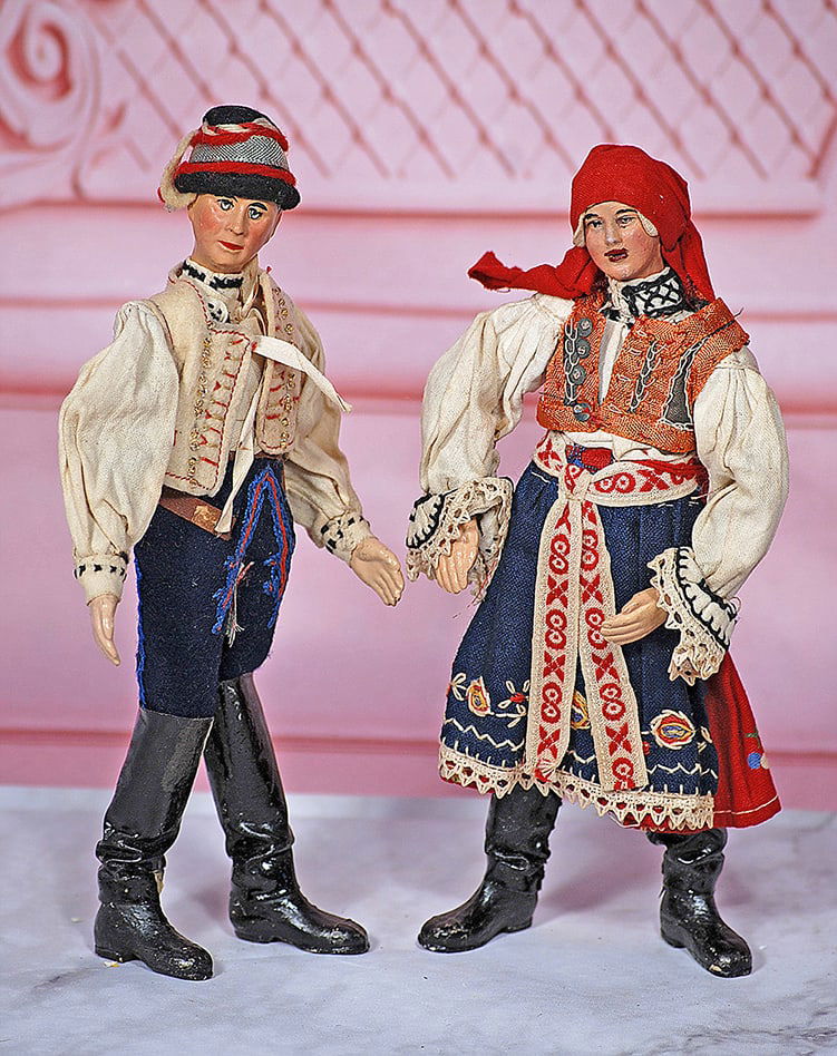 RARE SWISS METAL PAIR OF DOLLS BY BUCHERER (1 of 1)