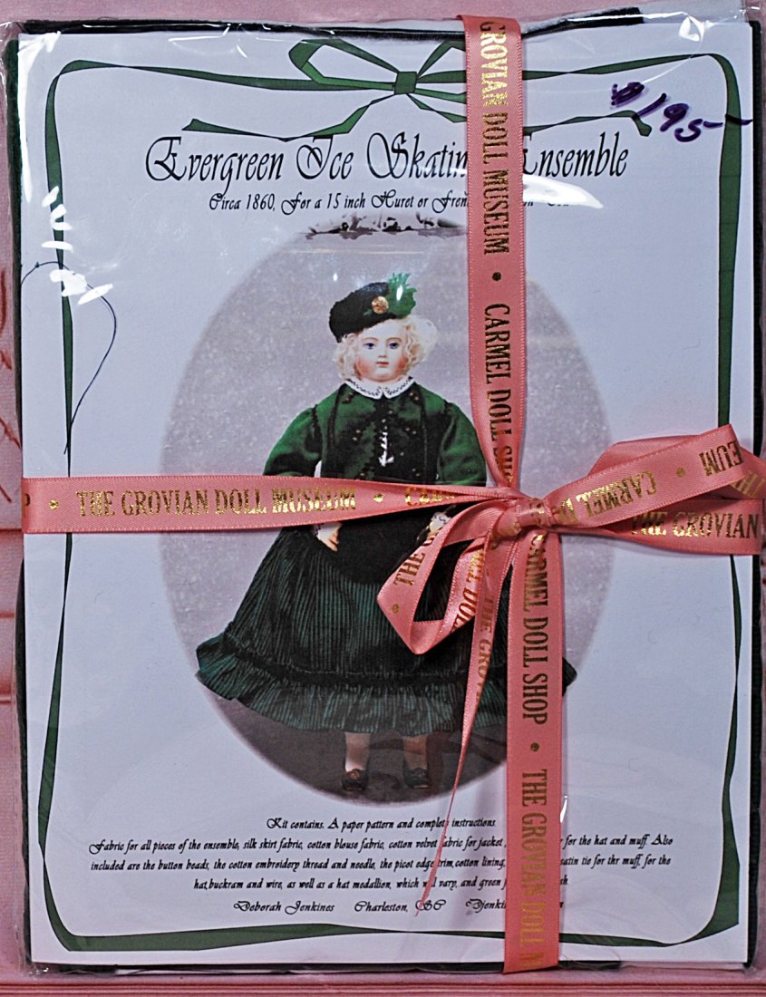 COSTUME KIT “EVERGREEN SKATING ENSEMBLE”: Kit for 15” Huret or similar poupee Designer Deborah Jenkins Commentary: Mint in package