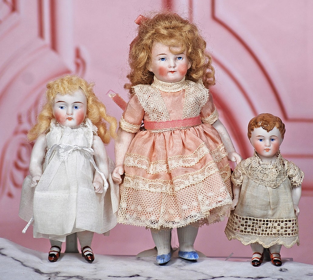 THREE GERMAN ALL-BISQUE DOLLS (1 of 1)