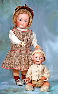 GRAND-SIZED KESTNER “HILDA”, WITH TODDLER BODY: GRAND-SIZED KESTNER “HILDA”, WITH TODDLER BODY. 25”. Marks: O. made in Germany 18, 245 JDK. Jr. Hilda, 1914. Bisque socket head, brown sleep eyes, painted lashes, eyeliner,