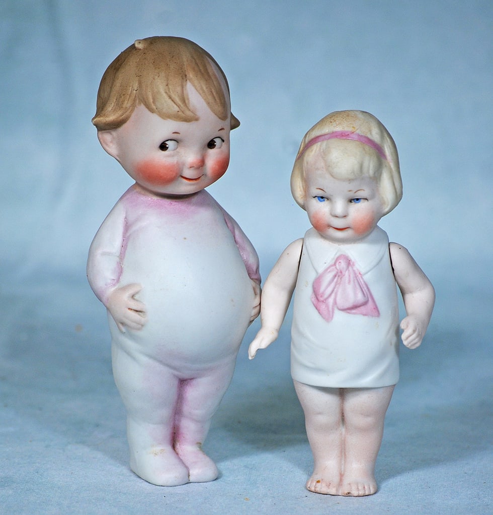 TWO GERMAN ALL- BISQUE DOLLS (1 of 1)