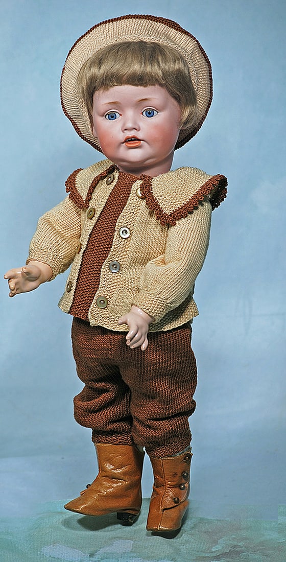 RARE GERMAN BISQUE CHARACTER, 239, TODDLER BY KESTNER: RARE GERMAN BISQUE CHARACTER, 239, TODDLER BY KESTNER. 15”. Marks: G. made in Germany 11, 239 JDK. Bisque socket head, blue sleep eyes, painted lashes and original applied upper lashes, feathere