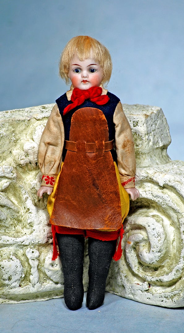 ALL-ORIGINAL GERMAN BISQUE DOLL IN BLACKSMITH COSTUME (1 of 1)