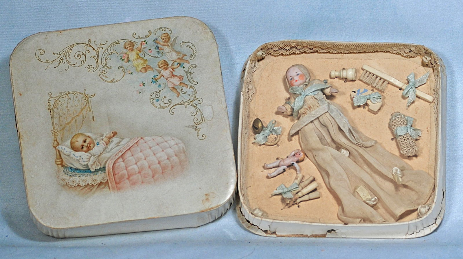 GERMAN ALL-BISQUE INFANT IN PRESENTATION BOX WITH ACCESSORIES (1 of 1)