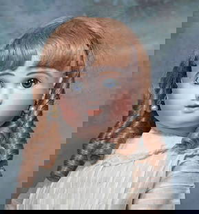 FRENCH BISQUE, FIGURE C, STEINER BEBE WITH LEVER SLEEP EYES: 4. FRENCH BISQUE, FIGURE C, STEINER BEBE WITH LEVER SLEEP EYES. 29”. Marks: Steiner Figure C. Paris. Bisque socket head, with rounded face, blue glass sleep eyes that operate from