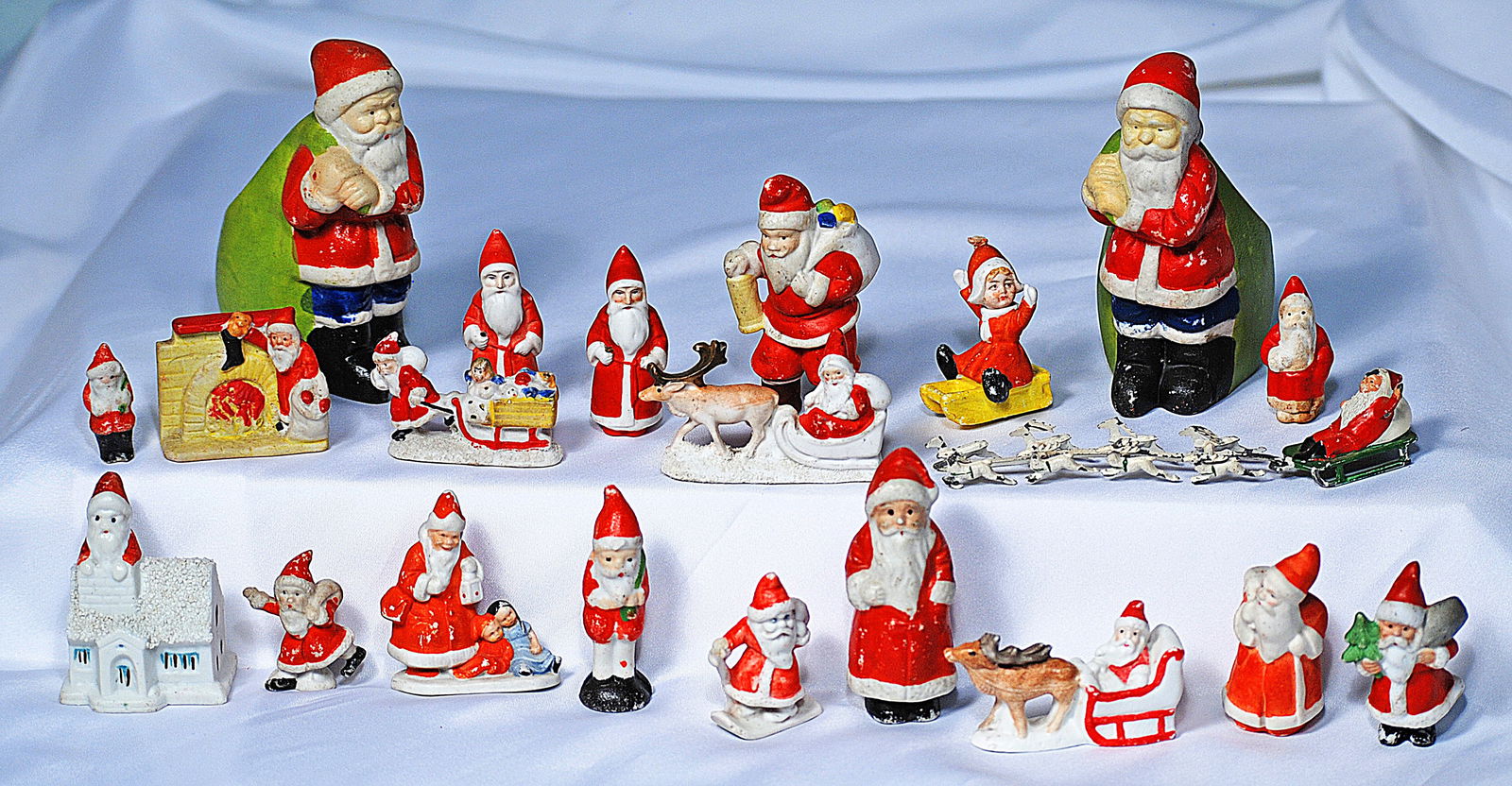 LARGE ASSORTMENT OF MINIATURE ALL-BISQUE CHRISTMAS FIGURES (1 of 1)