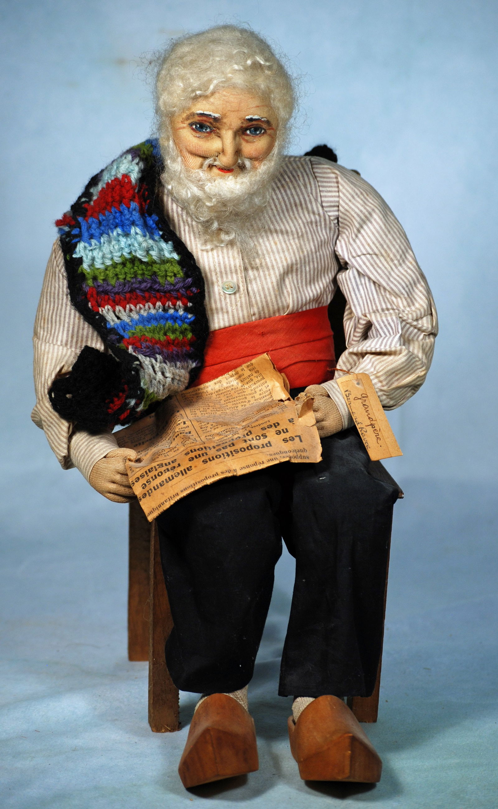.FRENCH STOCKINETTE PORTRAIT DOLL OF ELDERLY GENTLEMAN BY BERNARD RAVCA. (1 of 1)