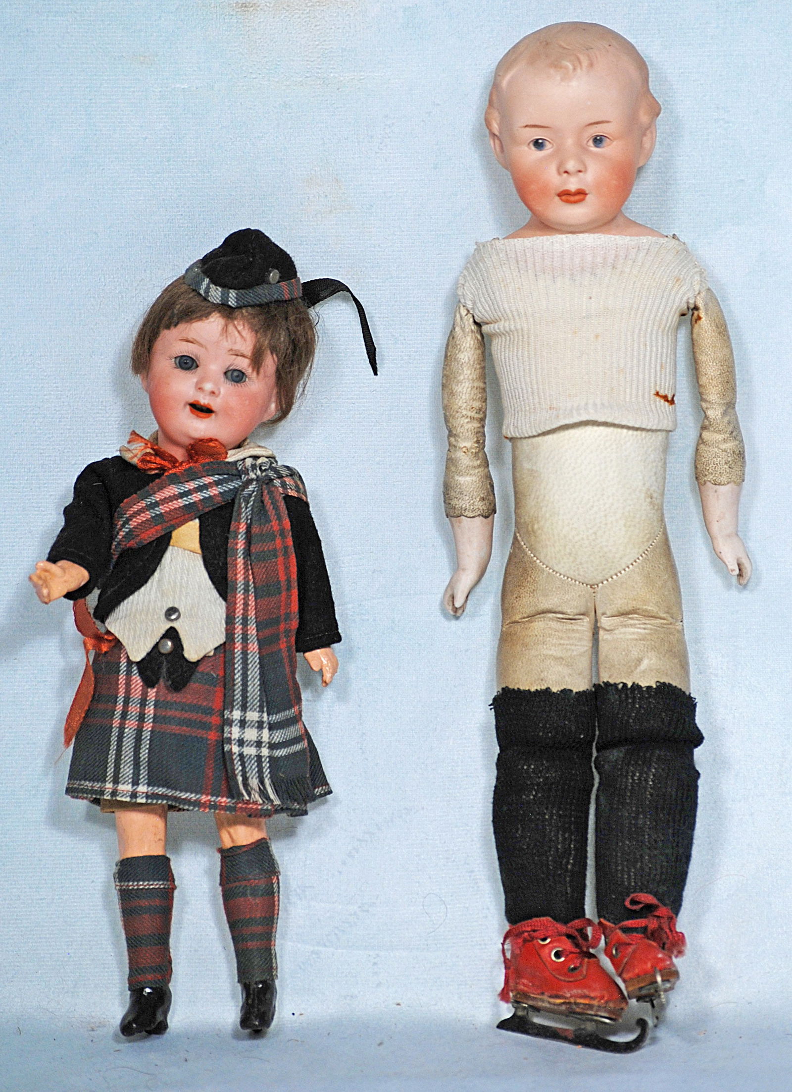 TWO GERMAN BISQUE DOLLS. (1 of 1)