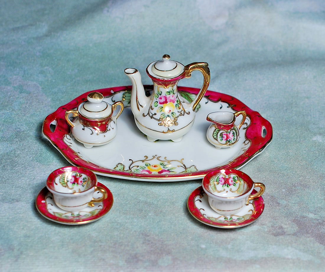MINIATURE GERMAN PORCELAIN TEA SET. (1 of 1)